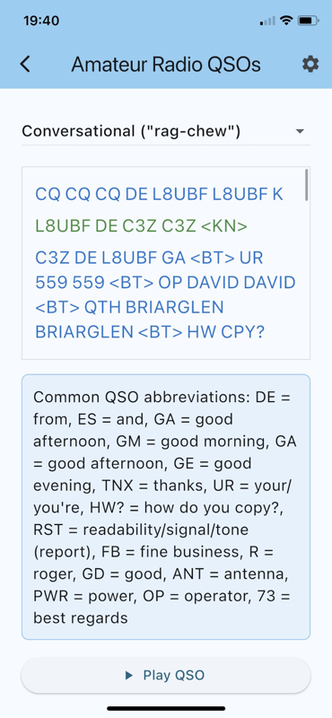 QSO de radioaficionados simulados